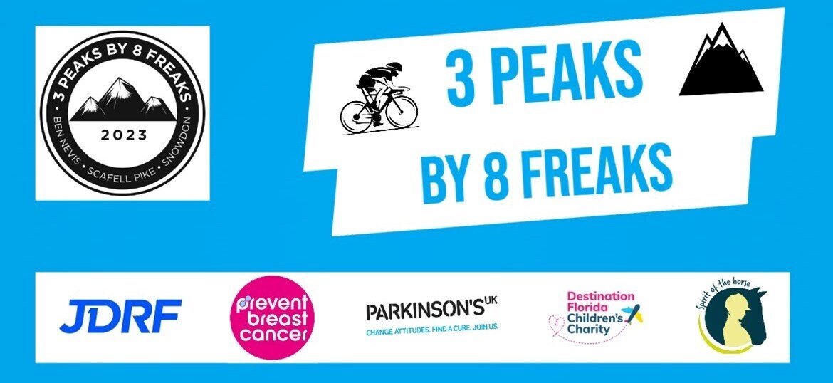 3 Peaks by 8 Freaks - In Aid of JDRF, Parkinsons UK, Prevent Breast Cancer, Margaret Haes RC & Destination Florida